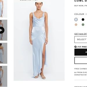 Bec + Bridge Moon Dance Blue Cowl Neck Asymmetrical Side Slit Midi Dress Size 10